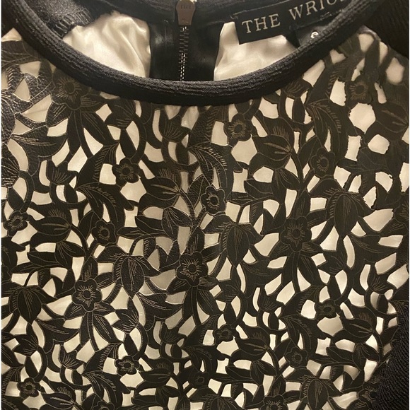 THE WRIGHTS Black Leather Laser Cut Top Size 8 - Picture 6 of 7
